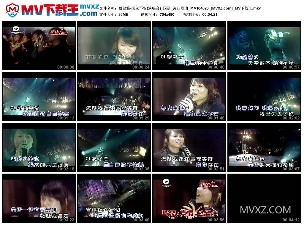 蔡健雅-坐立不安(演唱会)_国语_流行歌曲_MA104620